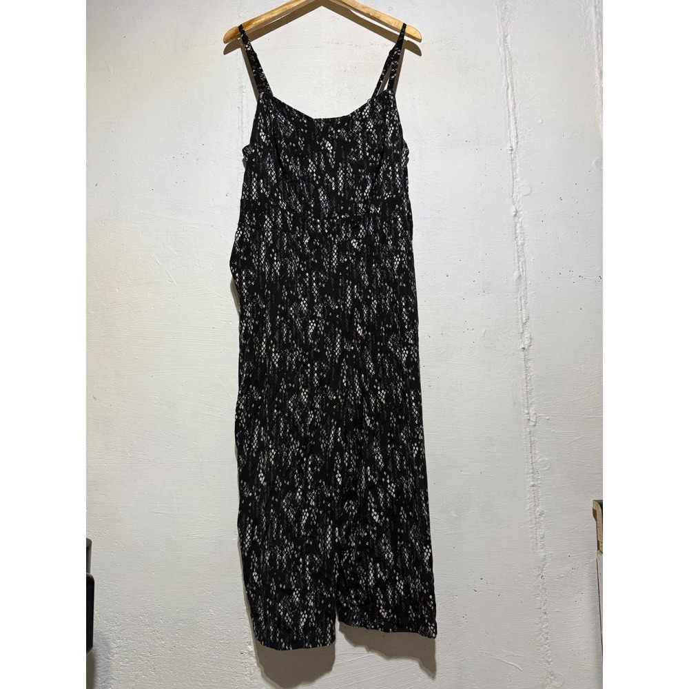 Torrid Womens 2 Snakeskin Wide Leg Jumpsuit Black White Rayon Knit Boho Capri